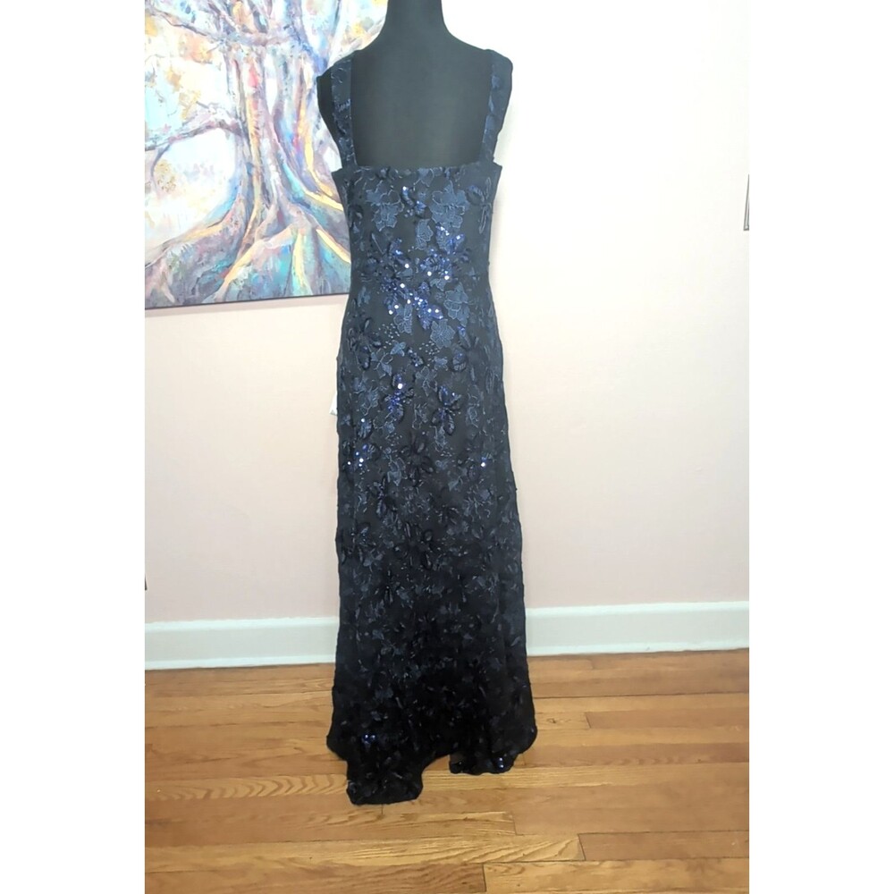 Dress The Population Anabel Women XXL Navy Blue Sequin Embroidered Floral Gown - Picture 7 of 16